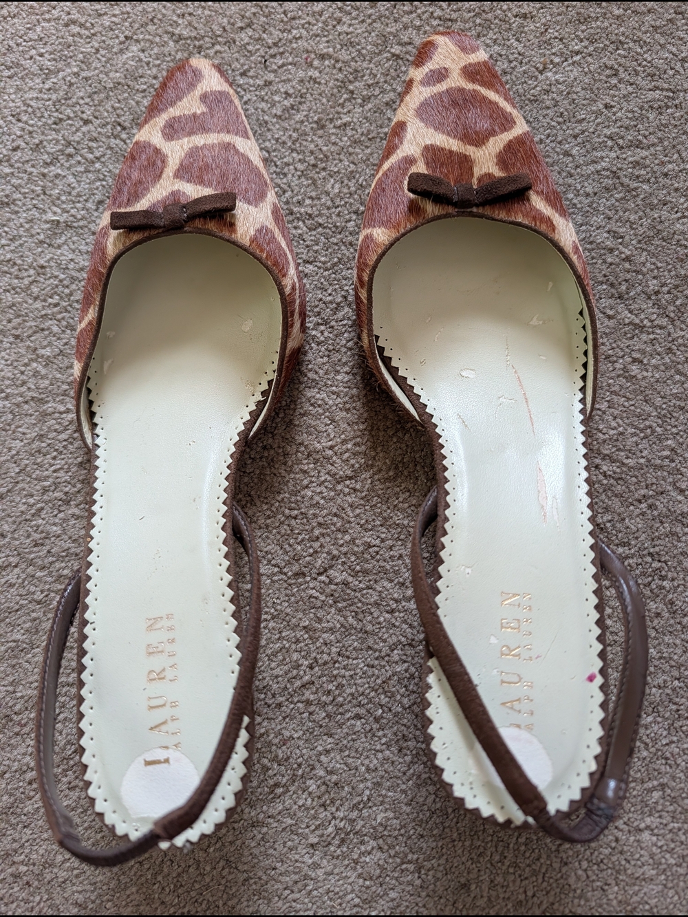 Lauren Ralph Lauren Haircalf Giraffe Slingback Heels – Size 10